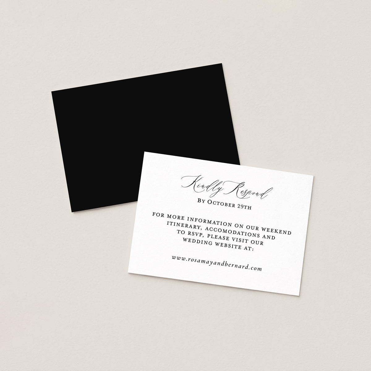BLACK & WHITE WEDDING WEBSITE RESPONSE CARD