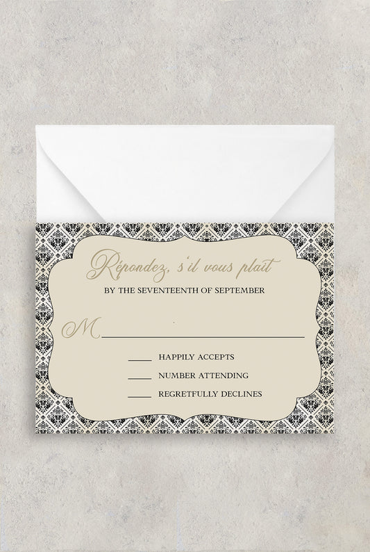 BLACK & GOLD DOUBLE-SIDED RSVP CARD
