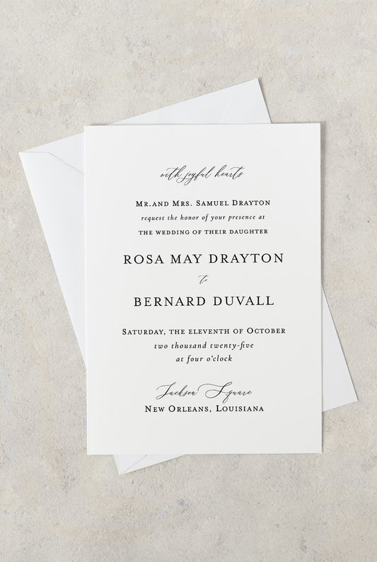 BLACK & WHITE ST. LOUIS CATHEDRAL WEDDING INVITATION WITH ENVELOPES