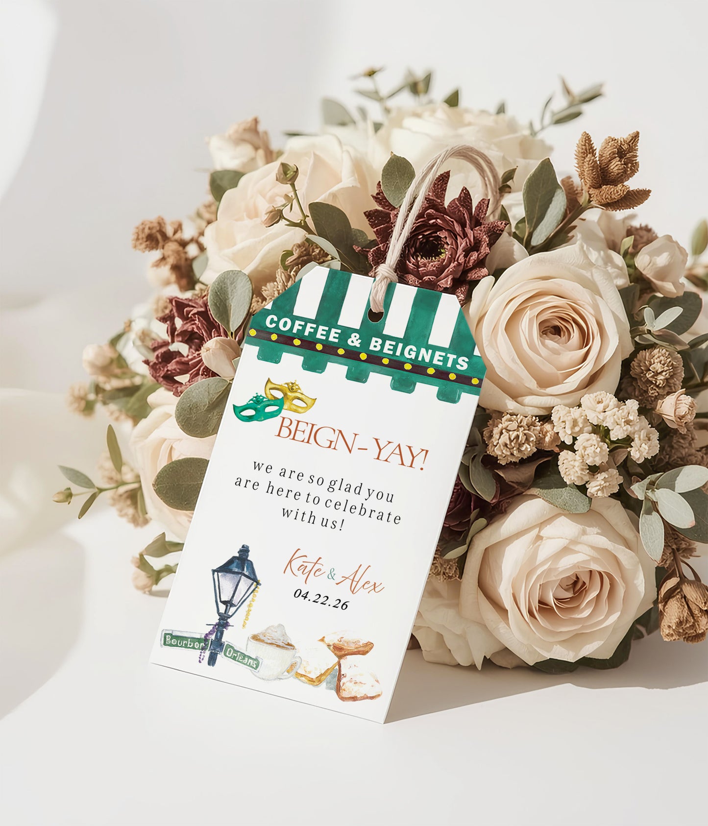 NEW ORLEANS CAFE DU MONDE BEIGNET THANK YOU GIFT TAG