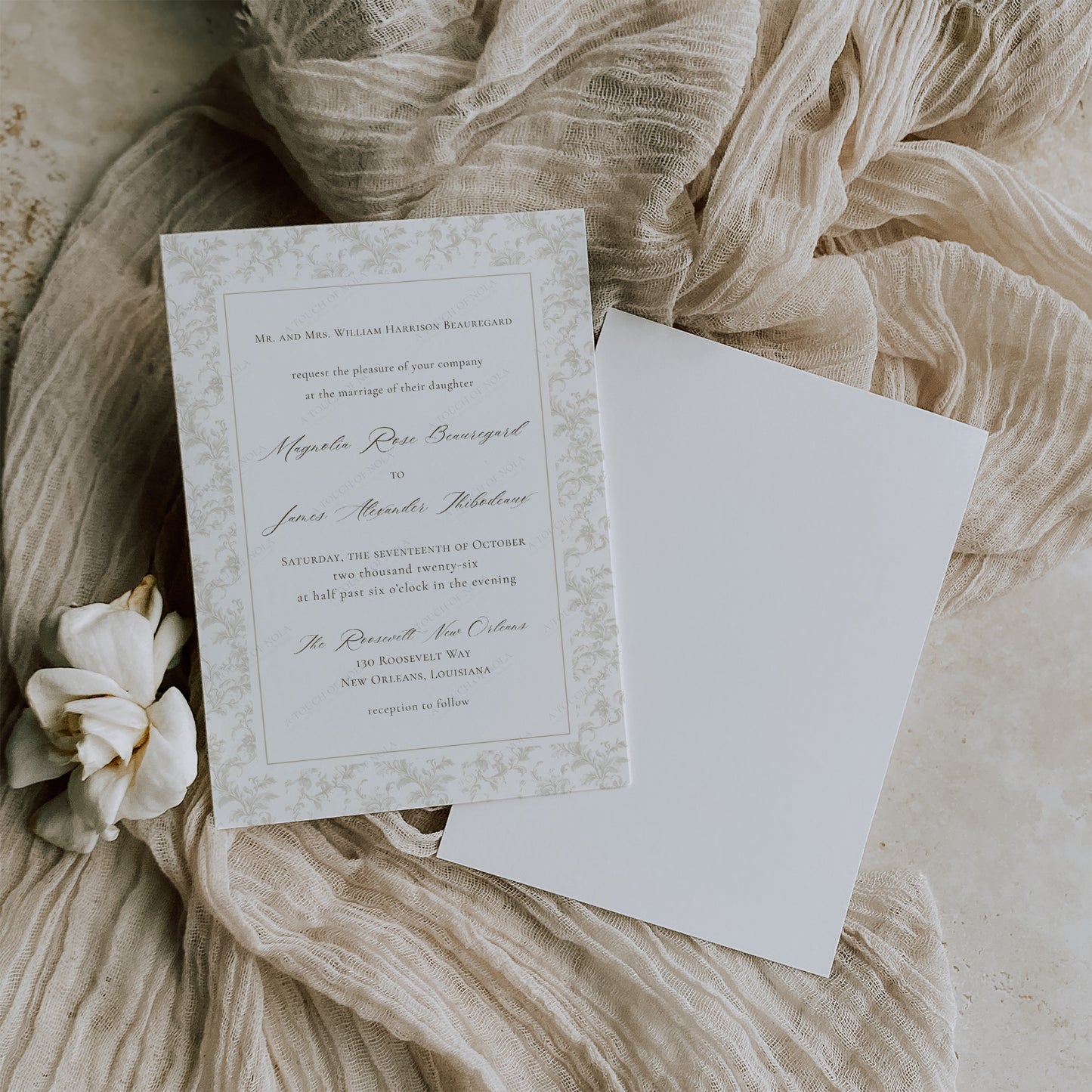 ELEGANT IVORY FLORAL WEDDING INVITATION WITH RSVP CARD