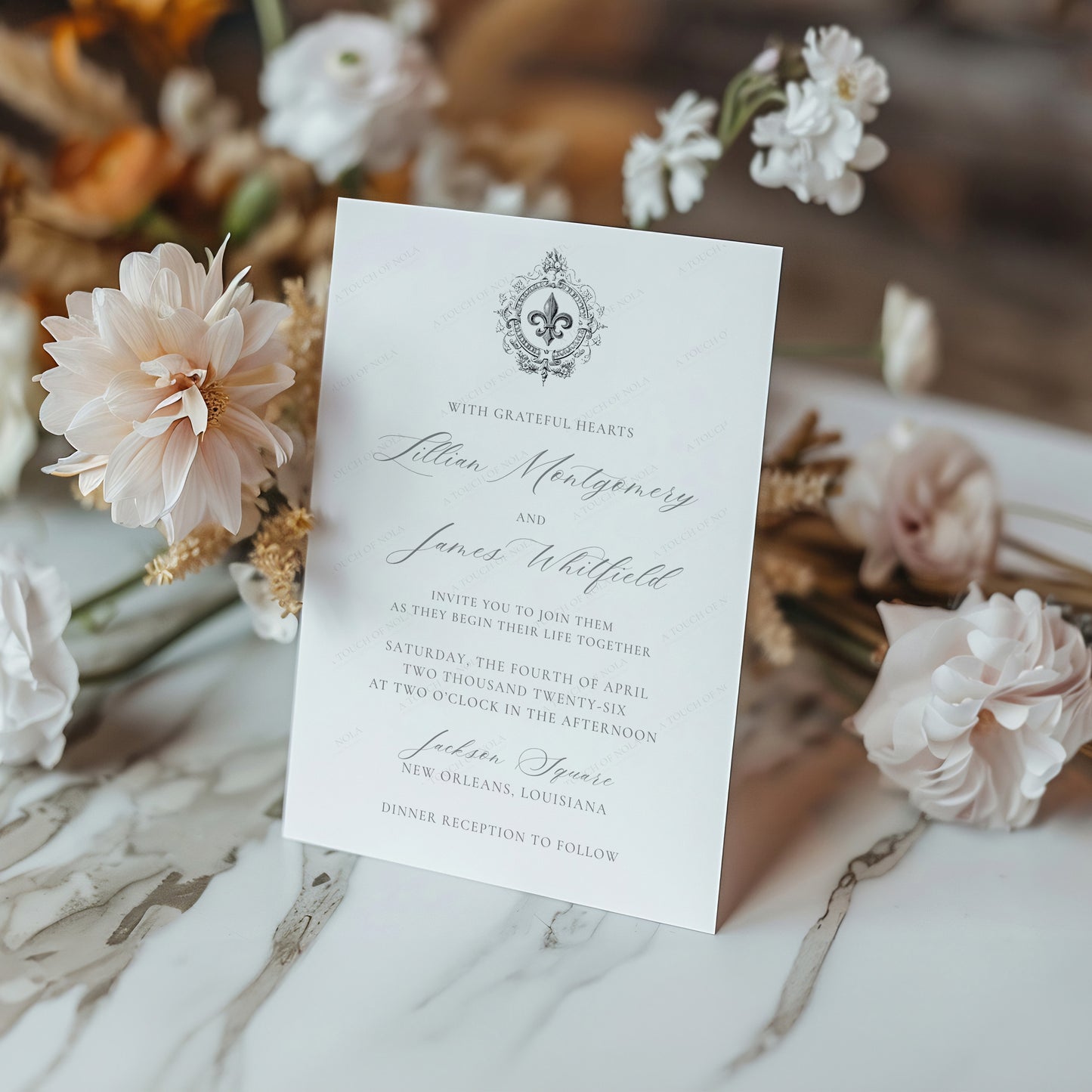 FLEUR DE LIS CREST WEDDING INVITATION