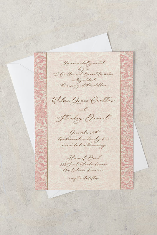 HOUSE OF BROEL NEW ORLEANS WEDDING INVITATION WITH ENVELOPES