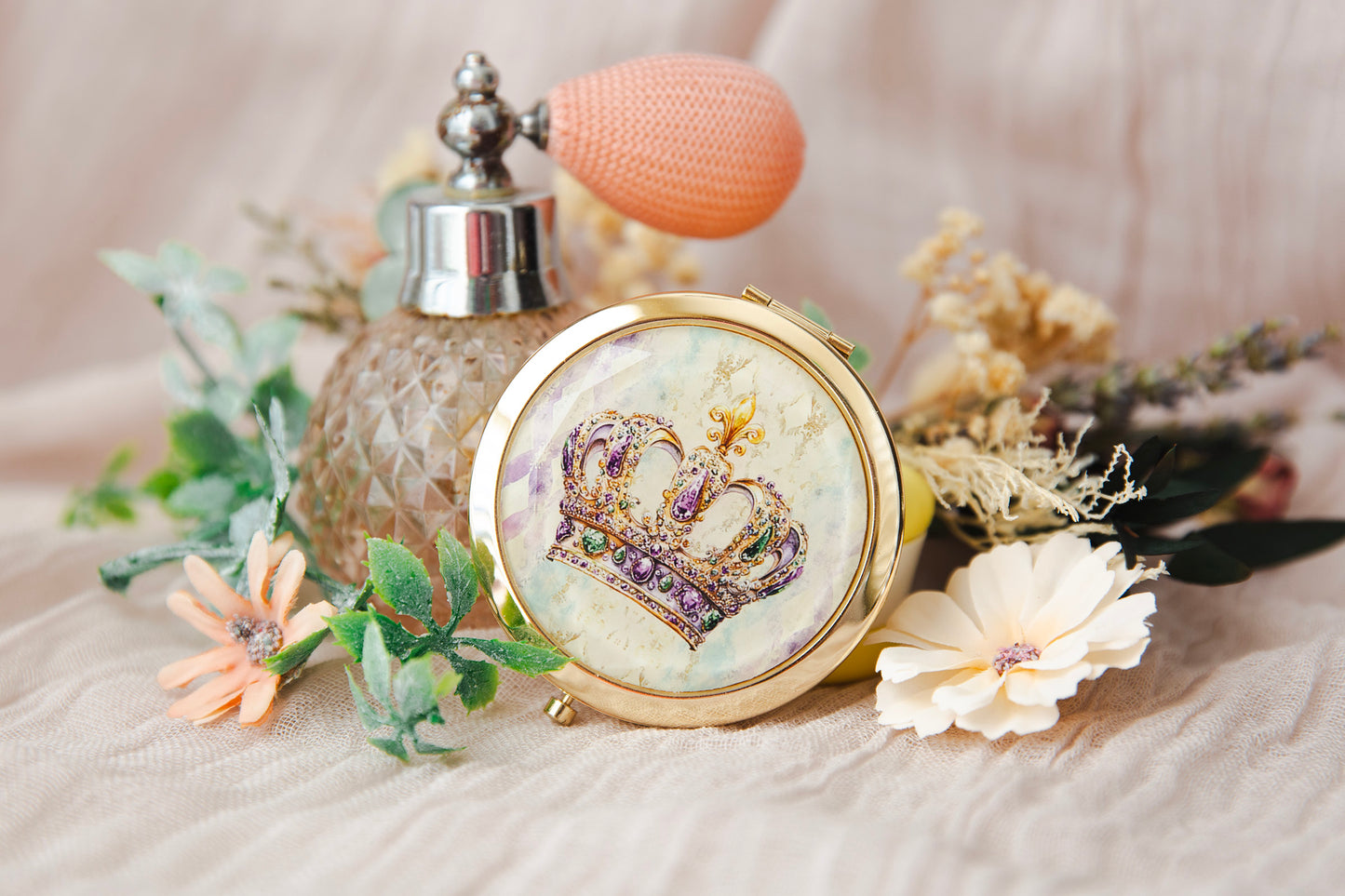 MARDI GRAS CROWN COMPACT MIRROR