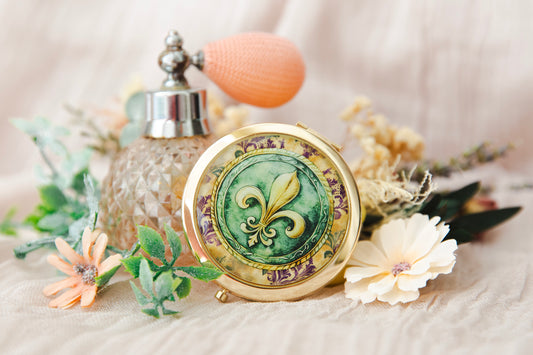 MARDI GRAS FLEUR DE LIS COMPACT MIRROR