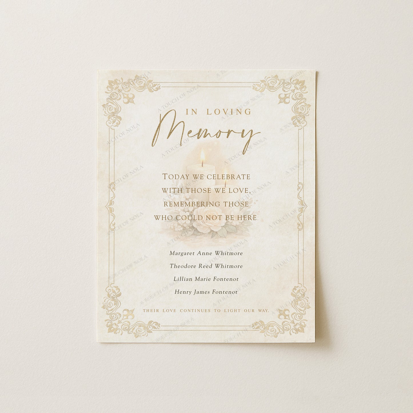 IVORY FLEUR DE LIS MEMORIAL SIGN