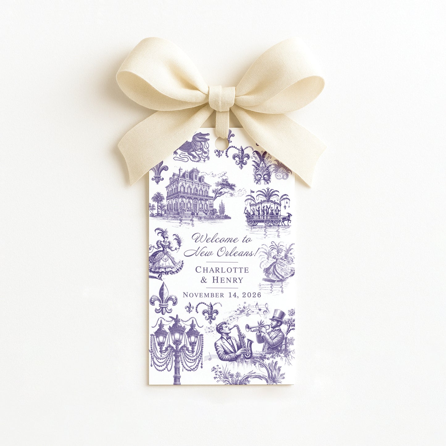 NEW ORLEANS TOILE DE JOUY THANK YOU GIFT TAG