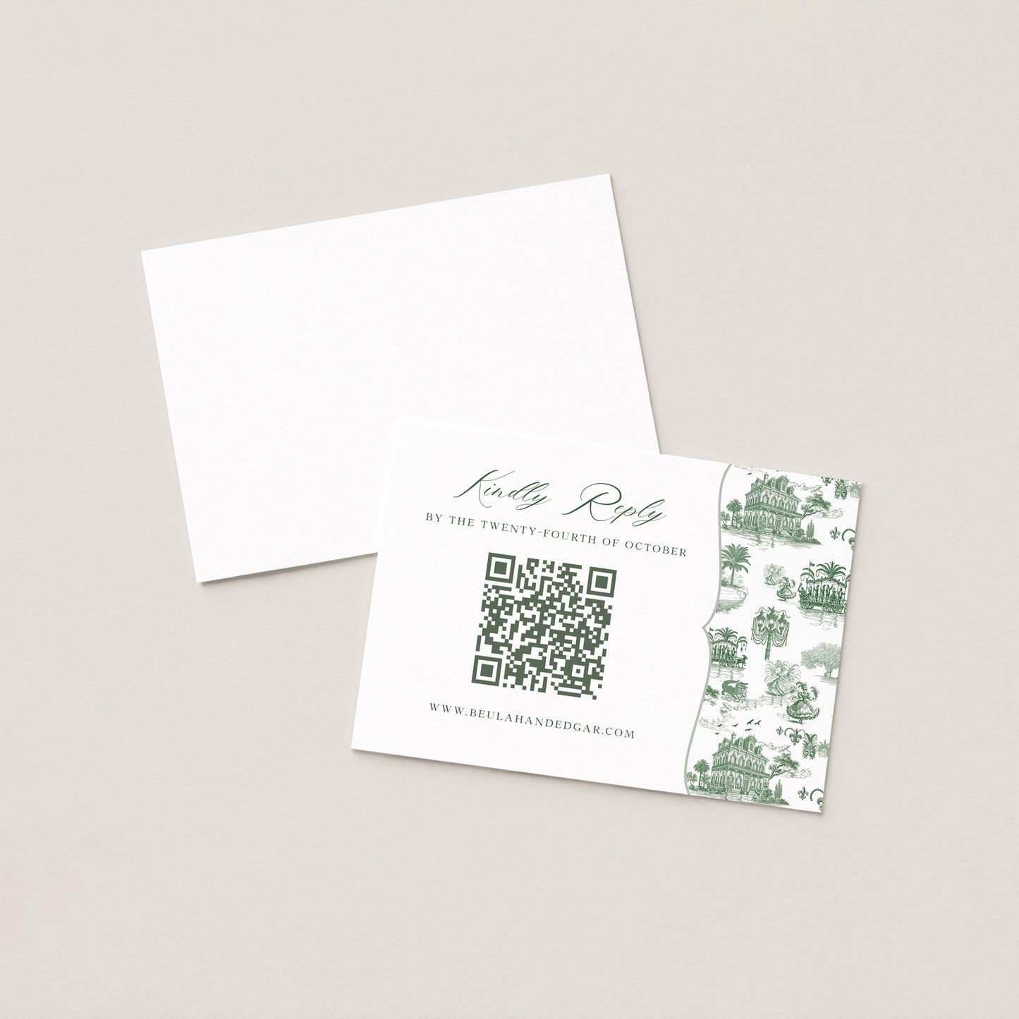 NEW ORLEANS TOILE WEDDING WEBSITE RSVP CARD