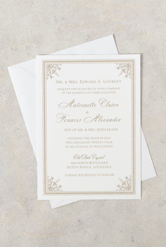 OLD STATE CAPITOL BATON ROUGE WEDDING INVITATION WITH ENVELOPES