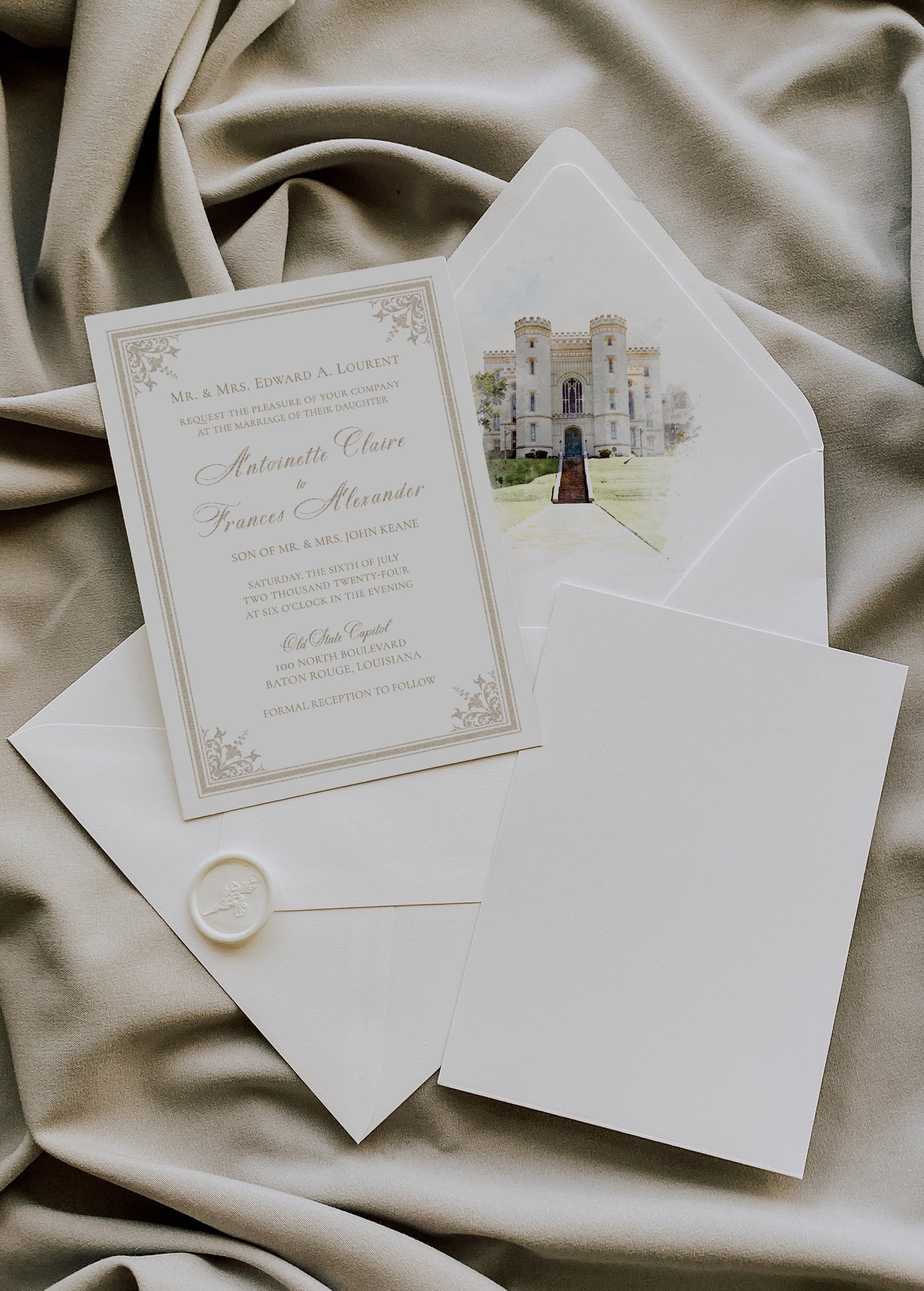 OLD STATE CAPITOL BATON ROUGE WEDDING ENVELOPE LINER
