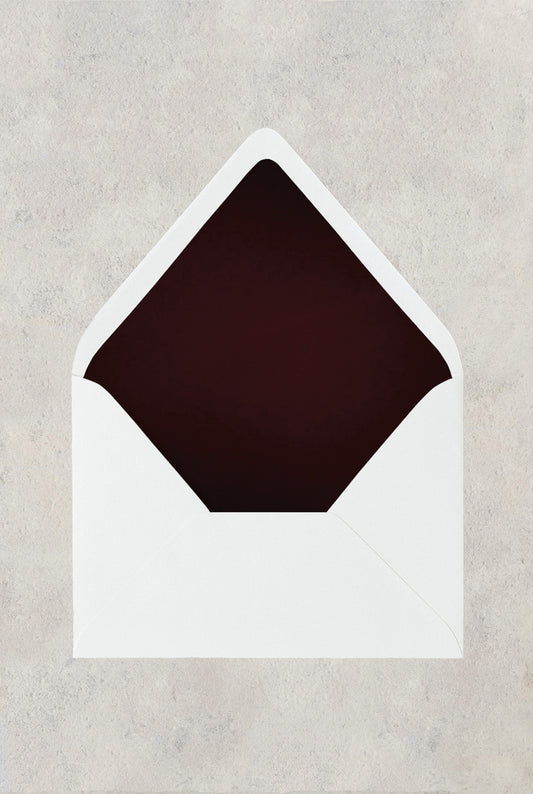 Dark and moody maroon wedding envelope liner.