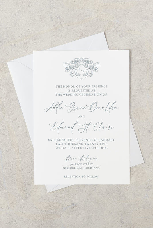 RACE + RELIGIOUS NEW ORLEANS WEDDING INVITATION WITH ENVELOPES