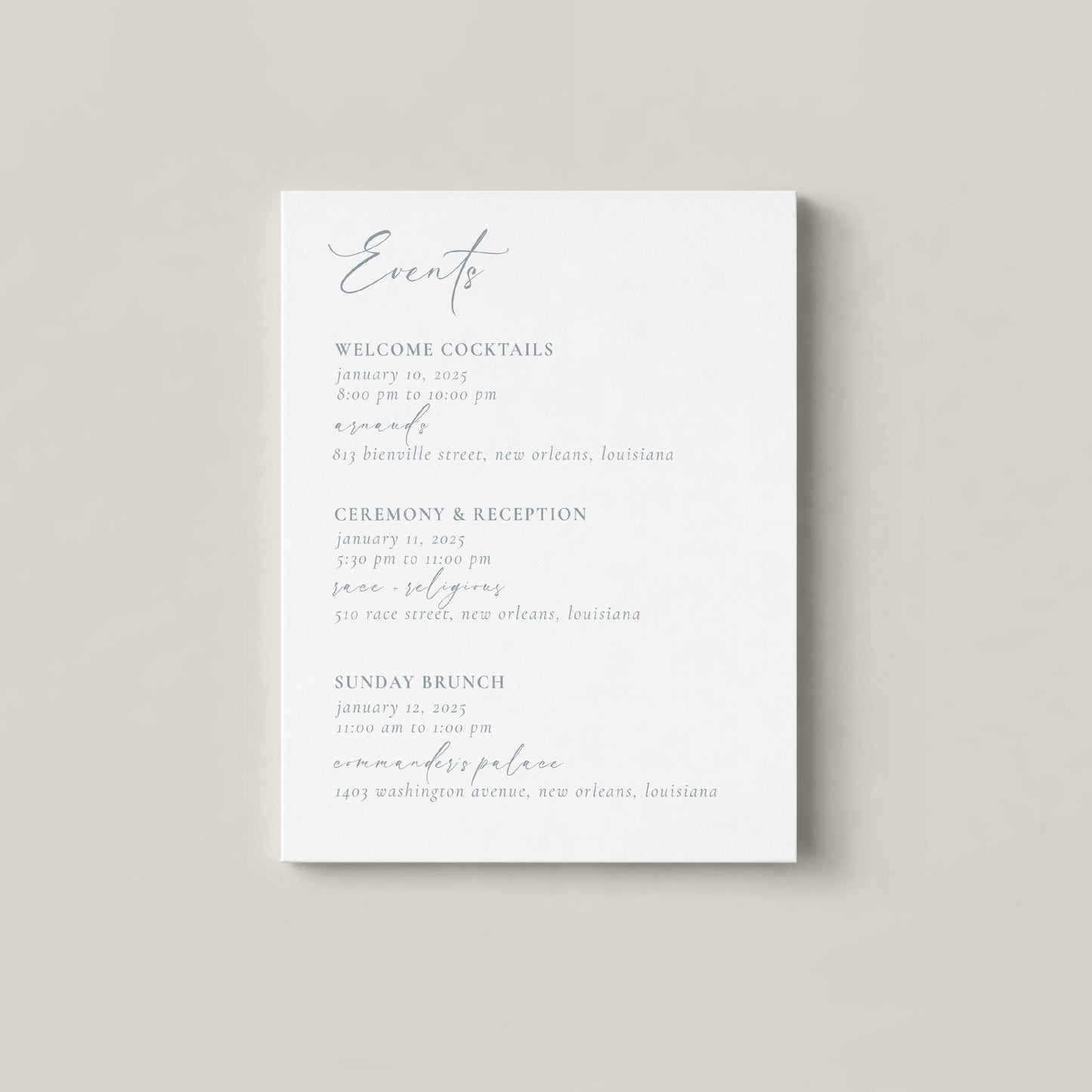 RACE + RELIGIOUS WEDDING DETAILS CARD