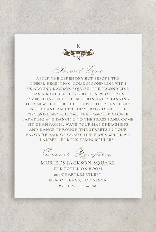 ST. LOUIS CATHEDRAL NEW ORLEANS WEDDING DETAILS CARD