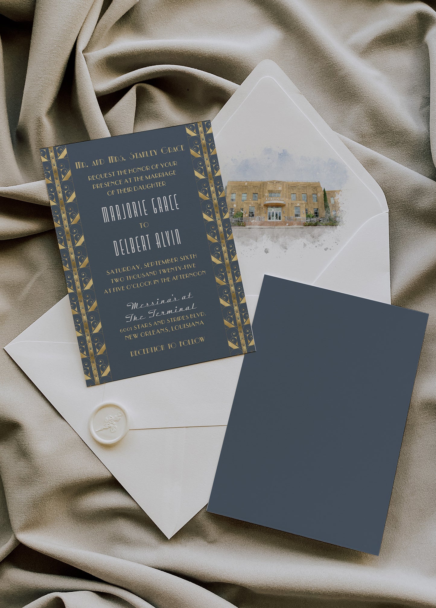 THE TERMINAL NEW ORLEANS WEDDING ENVELOPE LINER