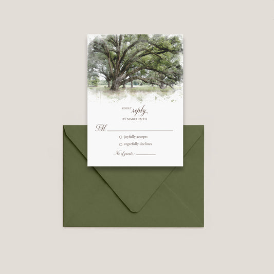 AUDUBON CLUBHOUSE NEW ORLEANS WEDDING RSVP CARD WITH ENVELOPES