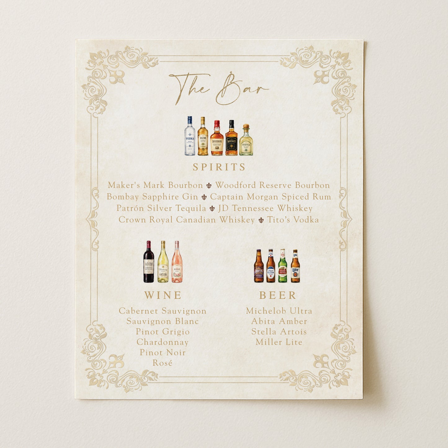 WEDDING BAR MENU SIGN