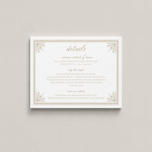 OLD STATE CAPITOL BATON ROUGE WEDDING DETAILS CARD