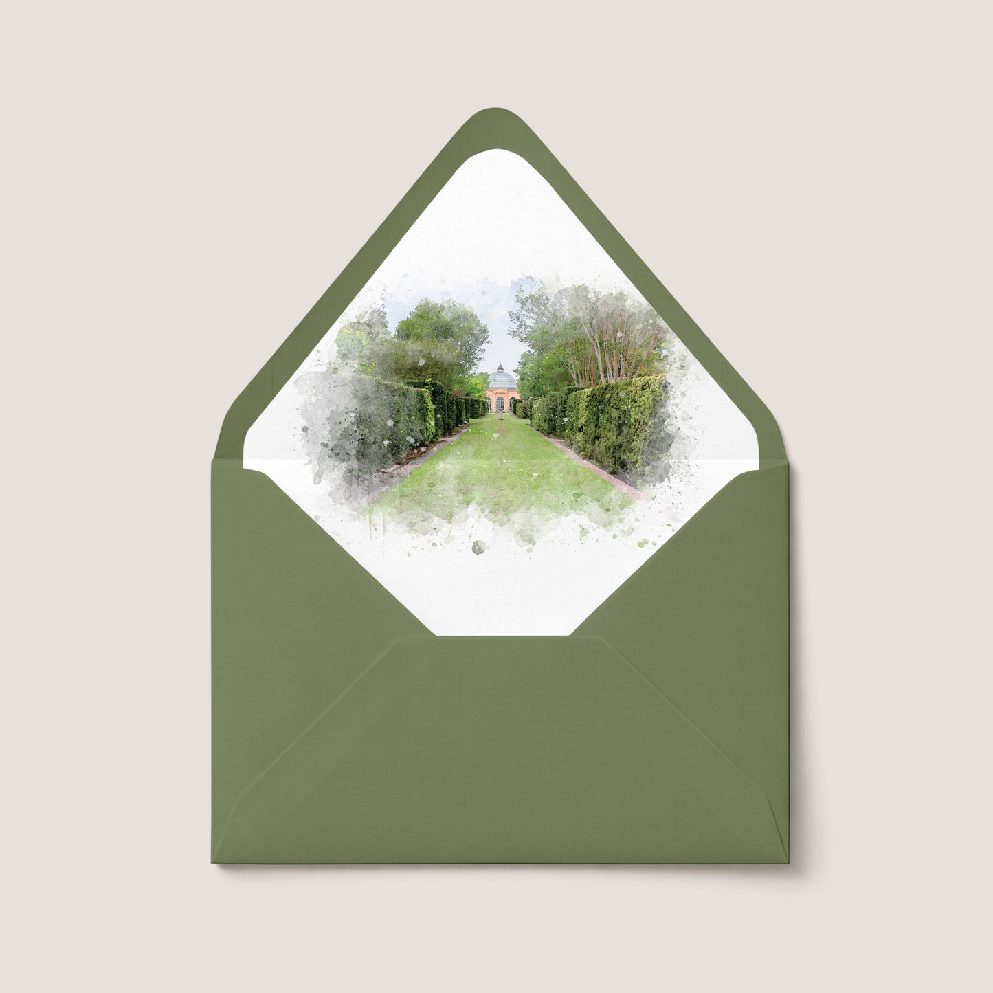 PAVILION OF THE TWO SISTERS NEW ORLEANS WEDDING ENVELOPE LINER