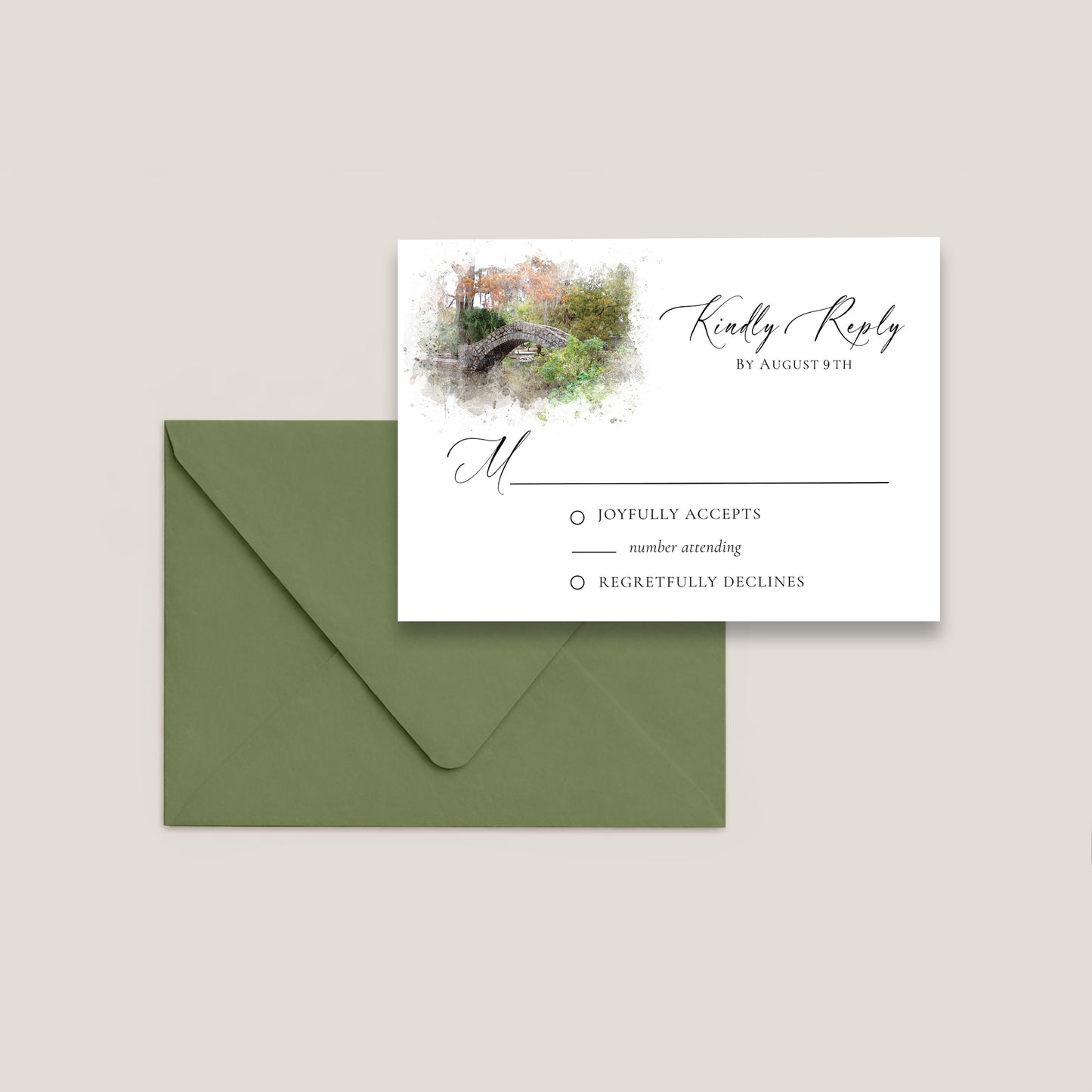 NEW ORLEANS CITY PARK RSVP CARD WITH ENVELOPES