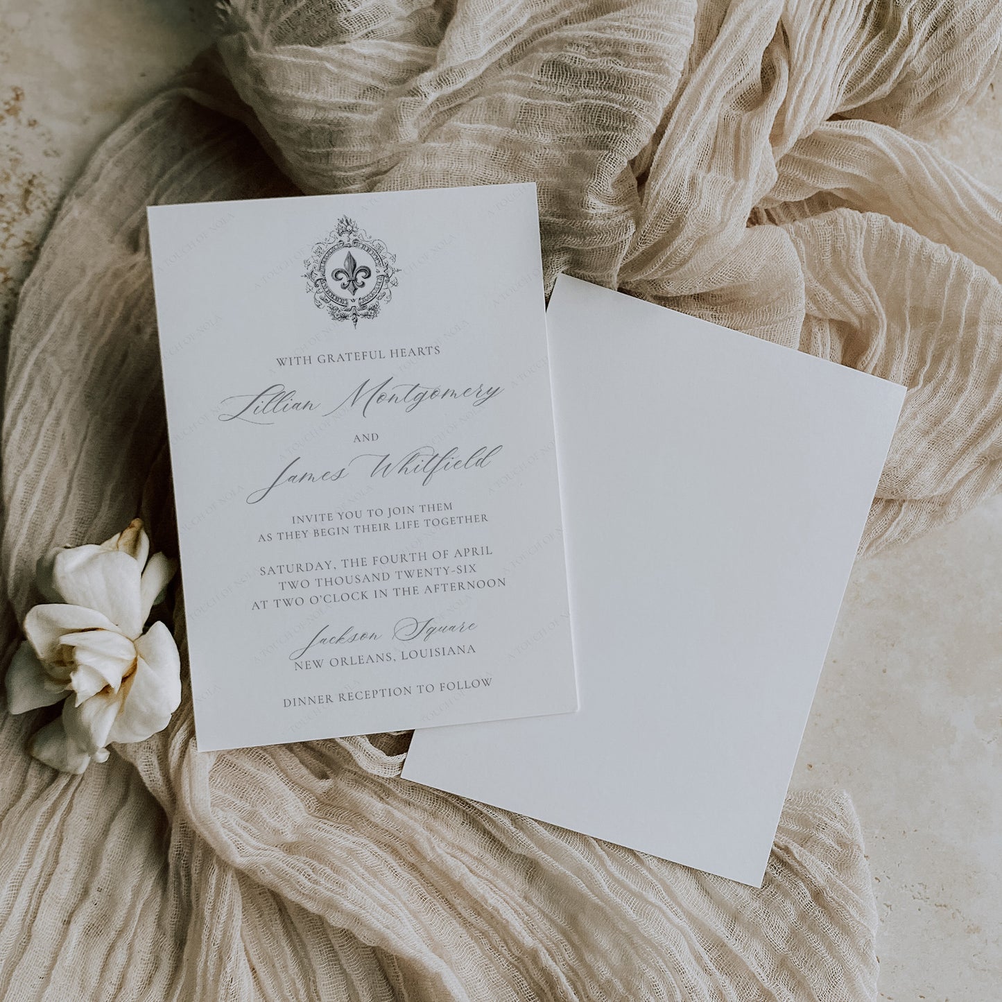FLEUR DE LIS CREST WEDDING INVITATION