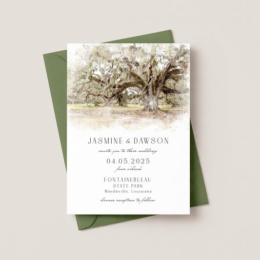 FONTAINEBLEAU STATE PARK WEDDING INVITATION WITH ENVELOPES
