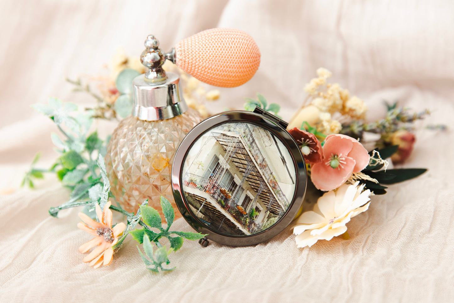 NEW ORLEANS WROUGHT IRON BALCONY COMPACT MIRROR