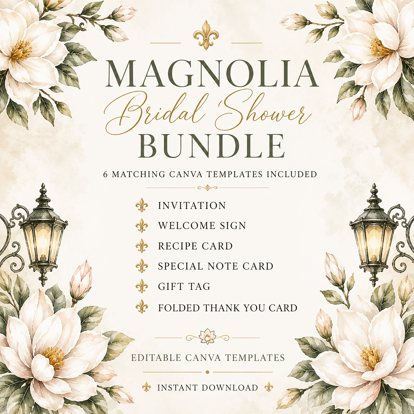 SOUTHERN MAGNOLIA BRIDAL SHOWER INVITATION SUITE