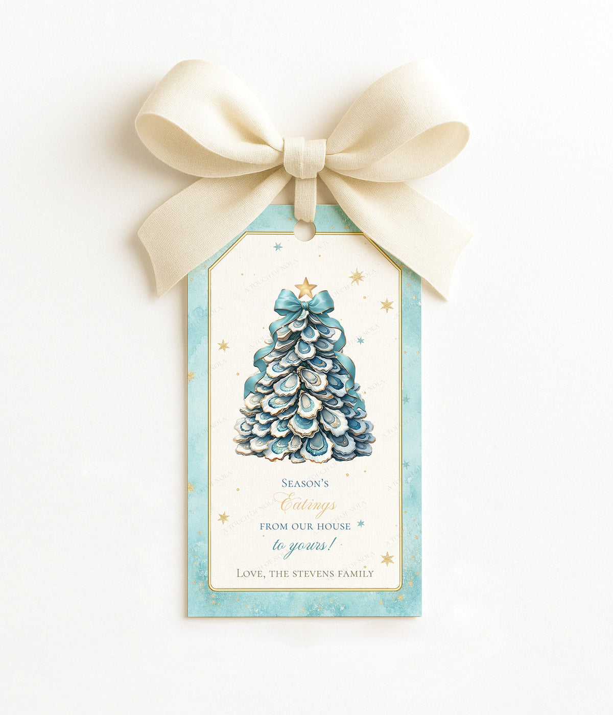 LOUISIANA OYSTER SHELL CHRISTMAS TREE GIFT TAG