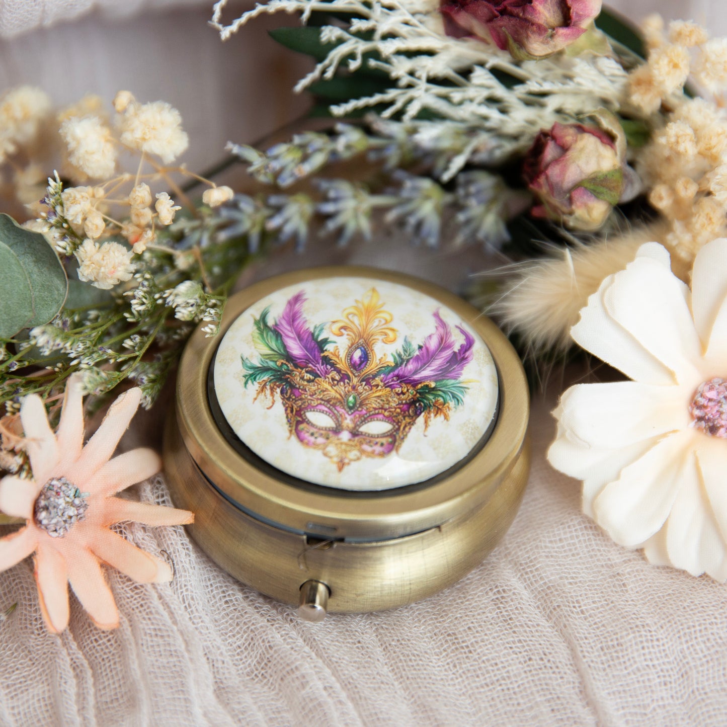 MARDI GRAS MASK WEDDING RING BOX