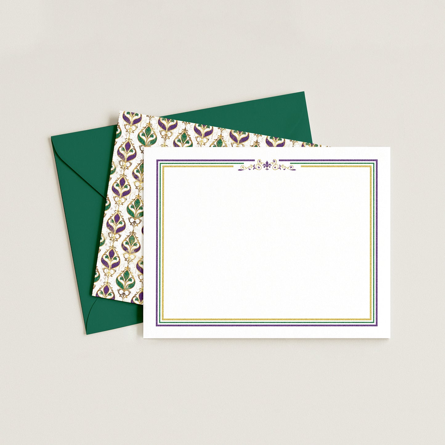MARDI GRAS FLEUR DE LIS NOTECARD