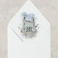 New Orleans wedding envelope liner with a watercolor image of The Marigny Opera House.