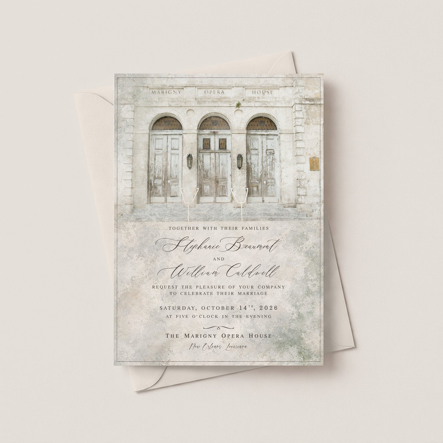 MARIGNY OPERA HOUSE WEDDING INVITATION WITH ENVELOPES