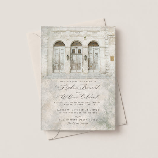 MARIGNY OPERA HOUSE WEDDING INVITATION WITH ENVELOPES