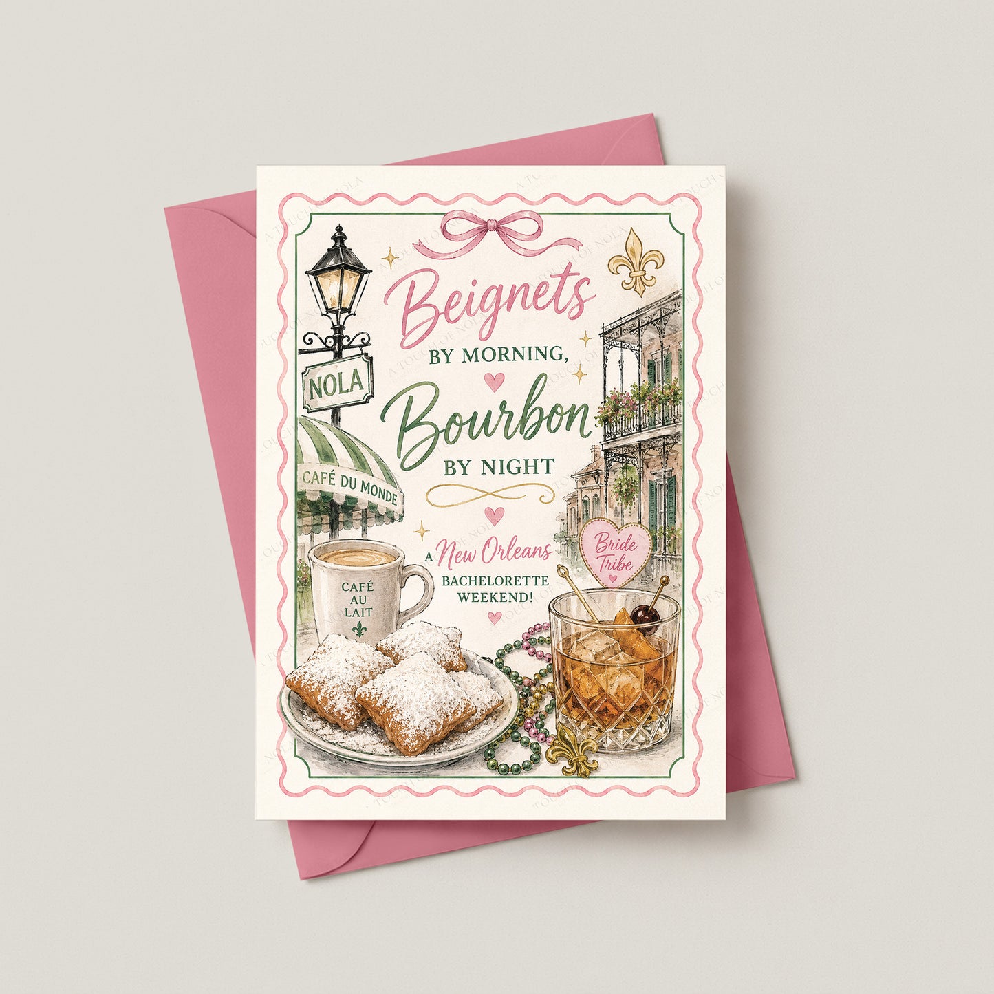 CAFE AU LAIT/BEIGNET BACHELORETTE INVITATION