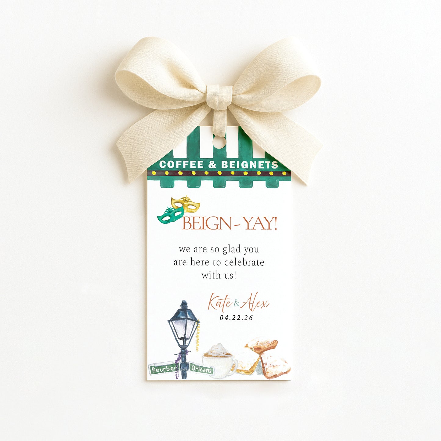 NEW ORLEANS CAFE DU MONDE BEIGNET THANK YOU GIFT TAG