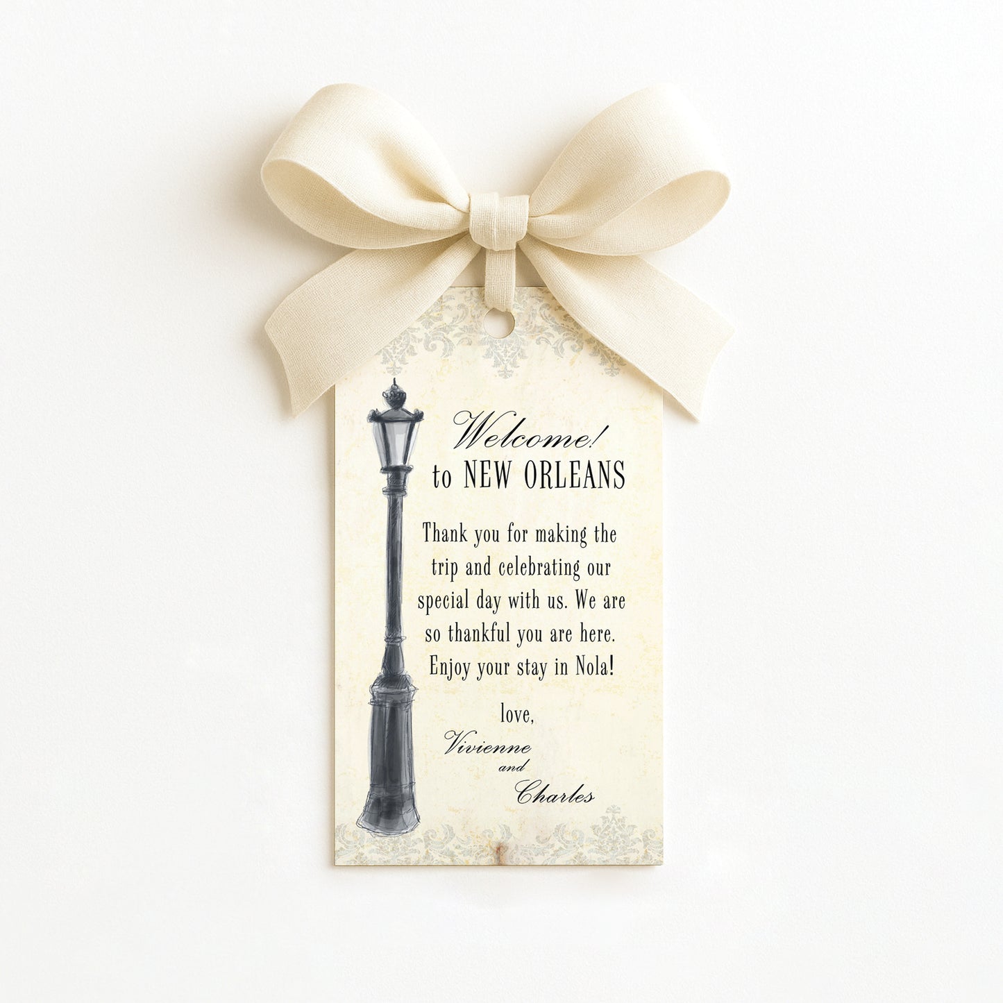 NEW ORLEANS LAMPPOST THANK YOU GIFT TAG