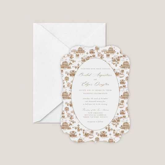 NEW ORLEANS TOILE DE JOUY WEDDING INVITATION WITH ENVELOPES