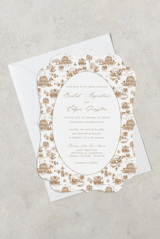 NEW ORLEANS TOILE DE JOUY WEDDING INVITATION WITH ENVELOPES