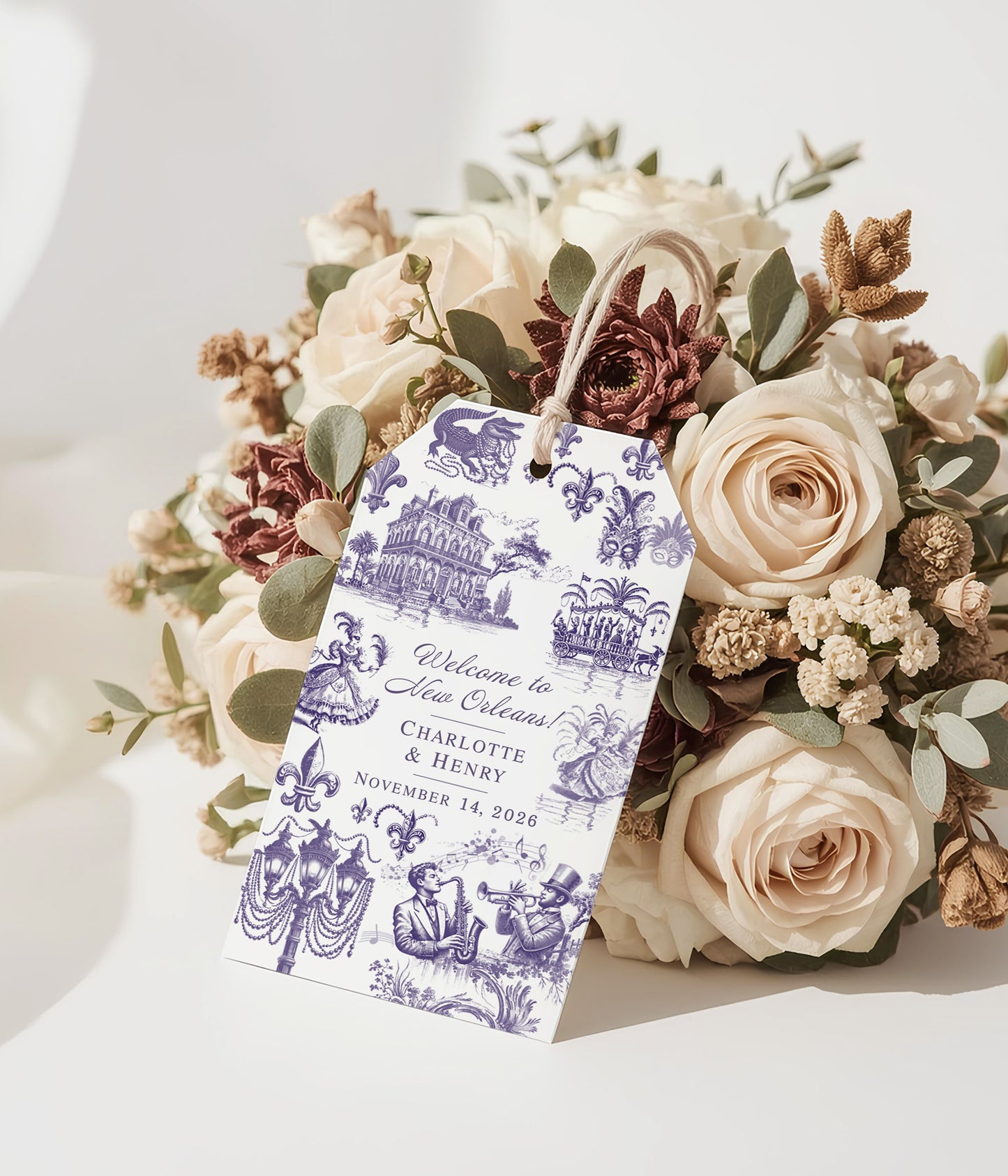 NEW ORLEANS TOILE DE JOUY THANK YOU GIFT TAG