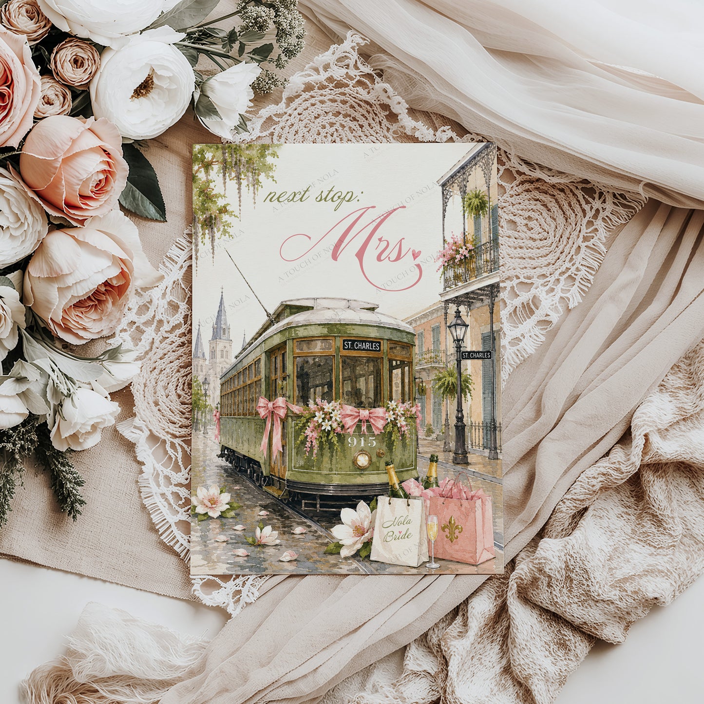 NEW ORLEANS STREETCAR BACHELORETTE ITINERARY CARD
