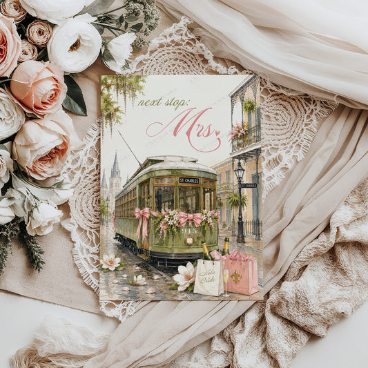 NEW ORLEANS STREETCAR BACHELORETTE ITINERARY CARD