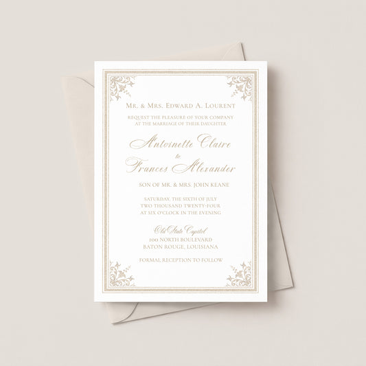 OLD STATE CAPITOL BATON ROUGE WEDDING INVITATION WITH ENVELOPES