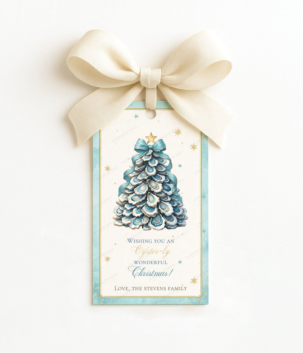 LOUISIANA OYSTER SHELL CHRISTMAS TREE GIFT TAG