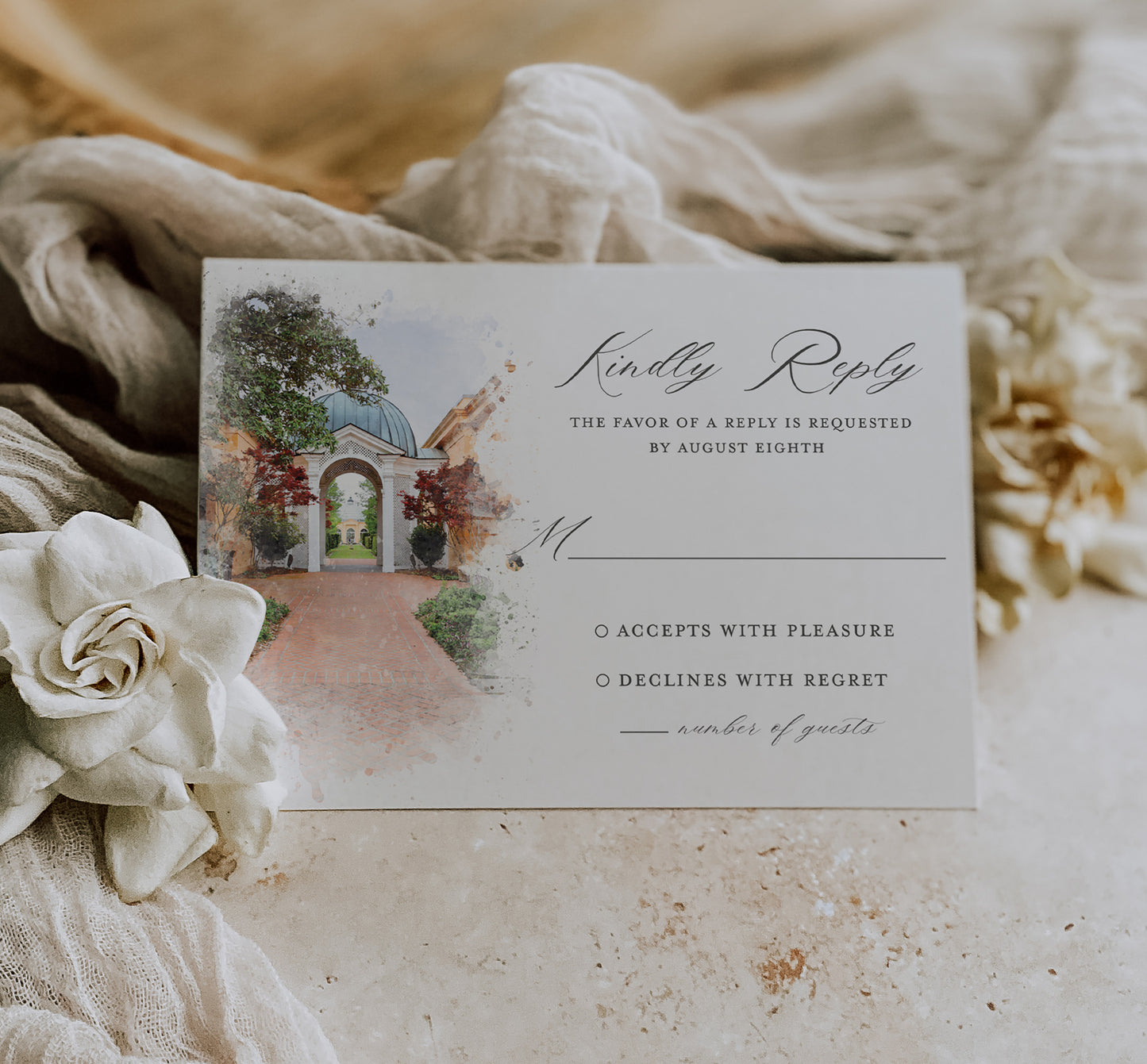 PAVILION OF THE TWO SISTERS RSVP CARD WITH ENVELOPES