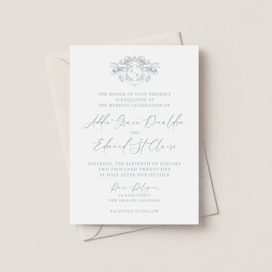 RACE + RELIGIOUS NEW ORLEANS WEDDING INVITATION WITH ENVELOPES