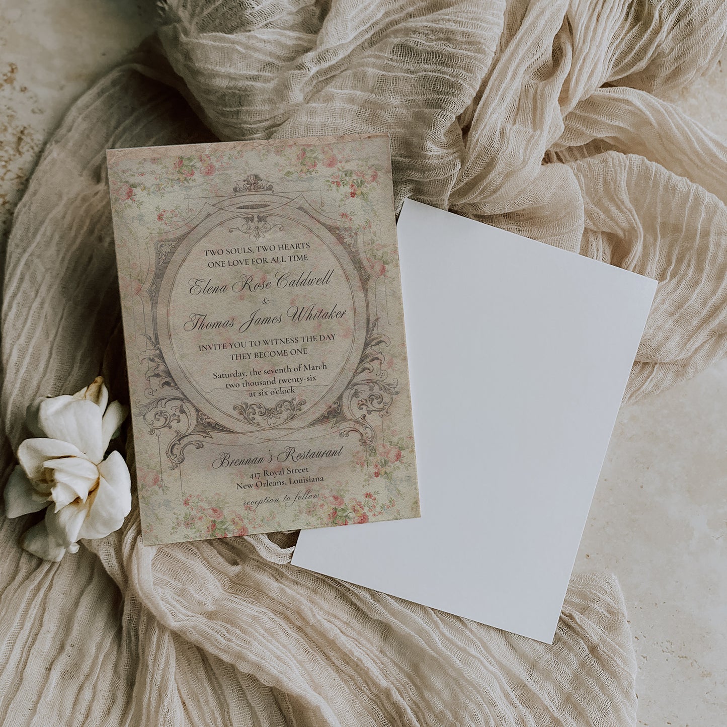 VICTORIAN FLORAL WEDDING INVITATION