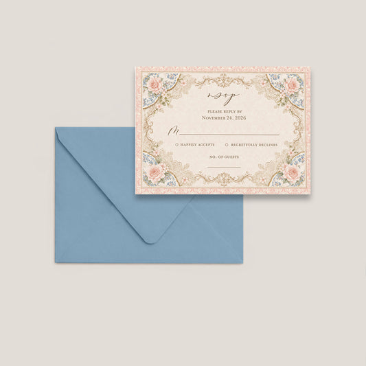 HOUSE OF BROEL NEW ORLEANS WEDDING RSVP CARD WITH ENVELOPES