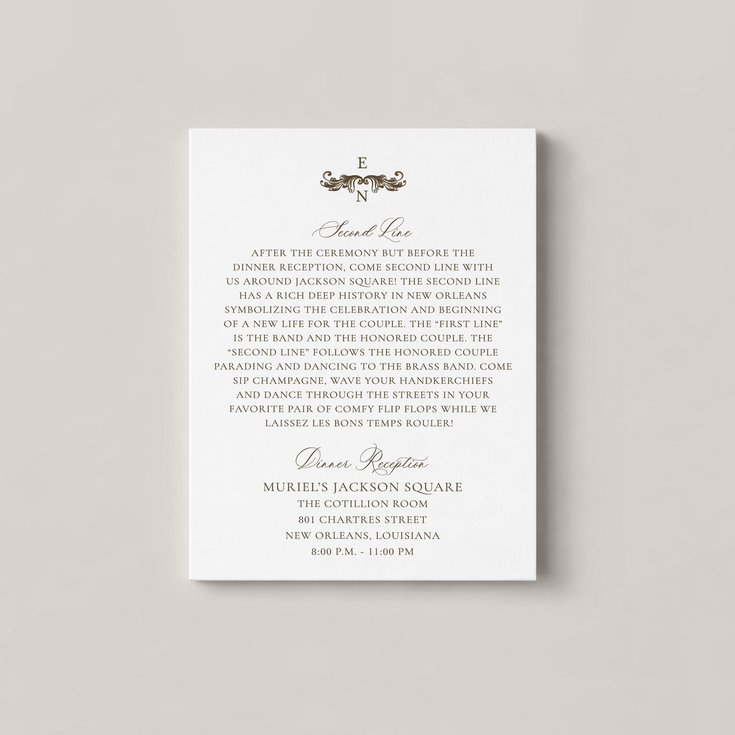 ST. LOUIS CATHEDRAL NEW ORLEANS WEDDING DETAILS CARD