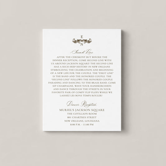 ST. LOUIS CATHEDRAL NEW ORLEANS WEDDING DETAILS CARD